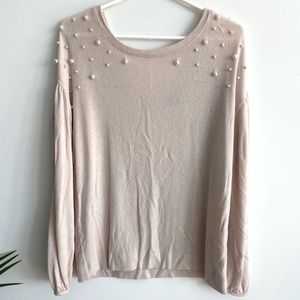 Blush Pink super soft pearl embellished sweater